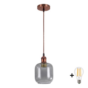 BRILAGI - LED piekaramā lampa uz stieples RETRO GLASS 1xE27/60W/230V Ø 14 cm miedzaina/dūmakaini pelēka