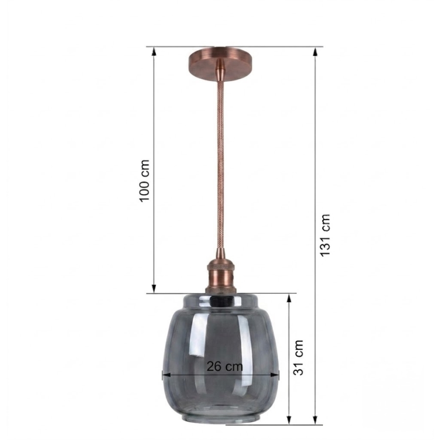 BRILAGI - LED piekaramā lampa ar vadu RETRO GLASS 1xE27/60W/230V Ø 26 cm vara/dūmakaini pelēka