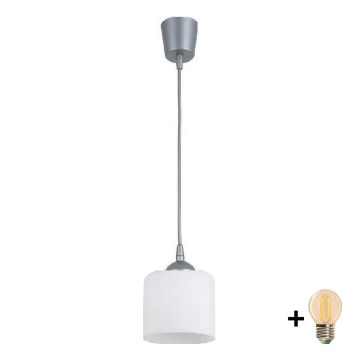 BRILAGI - LED piekaramā lampa uz troses RETRO GLASS 1xE27/60W/230V Ø 10 cm sudraba/balta
