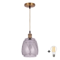 BRILAGI - LED piekaramā lampa uz troses RETRO GLASS 1xE27/60W/230V Ø 26 cm zelta/dūmakaini pelēka
