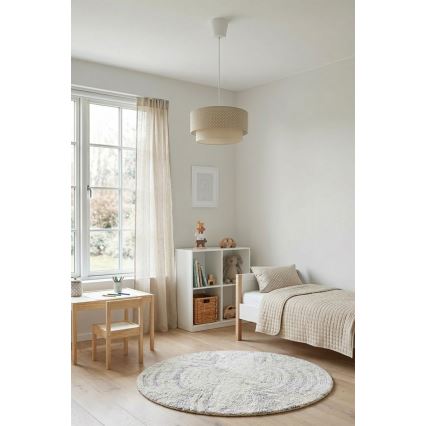 Brilagi - LED lustra uz kabeļa BOHO BOBO 1xE27/60W/230V Ø 40 cm ar punktiņiem, bēša/krēmkrāsa
