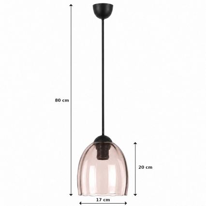 BRILAGI - LED lustra uz vada RETRO GLASS 1xE27/60W/230V Ø 17 cm melna/dūmakaini bēša