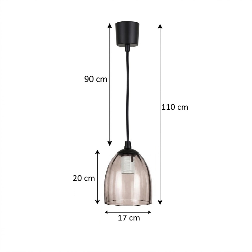 BRILAGI - LED lustra uz vada RETRO GLASS 1xE27/60W/230V Ø 17 cm melna/dūmakaini bēša