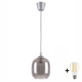 BRILAGI - LED piekaramā lampa uz vada RETRO GLASS 1xE27/60W/230V Ø 14 cm sudraba/dūmakaini pelēka