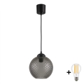 BRILAGI - LED piekaramā lampa uz vada RETRO GLASS 1xE27/60W/230V Ø 18 cm melna/dūmakaini pelēka