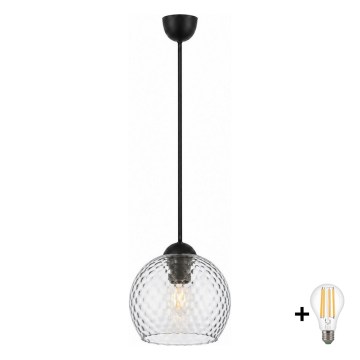 BRILAGI - LED piekaramā lampa uz vada RETRO GLASS 1xE27/60W/230V Ø 18 cm melna/dūmakaini pelēka