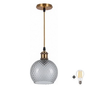 BRILAGI - LED Piekaramā lampa uz vada RETRO GLASS 1xE27/60W/230V Ø 18 cm zelta/dūmakaini pelēka