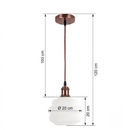 BRILAGI - LED piekaramā lampa uz vada RETRO GLASS 1xE27/60W/230V Ø 20 cm vara/balta