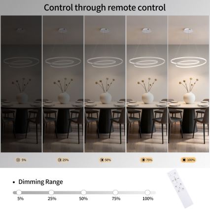 Brilagi - regulējams LED lustrs uz troses TWISTER LED/75W/230V 3000-6000K Ø 70 cm, balts, ar tālvadības pulti