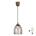 BRILAGI - LED piekaramā lustra RETRO GLASS 1xE27/60W/230V Ø 17 cm brūna/dūmakaina bēša