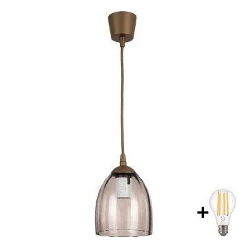 BRILAGI - LED piekaramā lustra RETRO GLASS 1xE27/60W/230V Ø 17 cm brūna/dūmakaina bēša