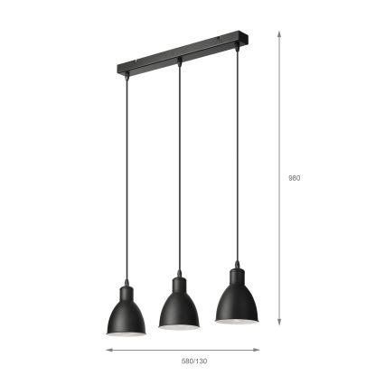 BRILAGI - LED piekaramā lustra RIDDY 3xE27/60W/230V melna