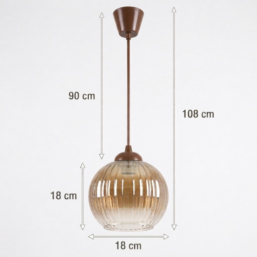 BRILAGI - LED lustra uz kabeļa RETRO GLASS 1xE27/60W/230V Ø 18 cm brūna/dūmakaina brūna