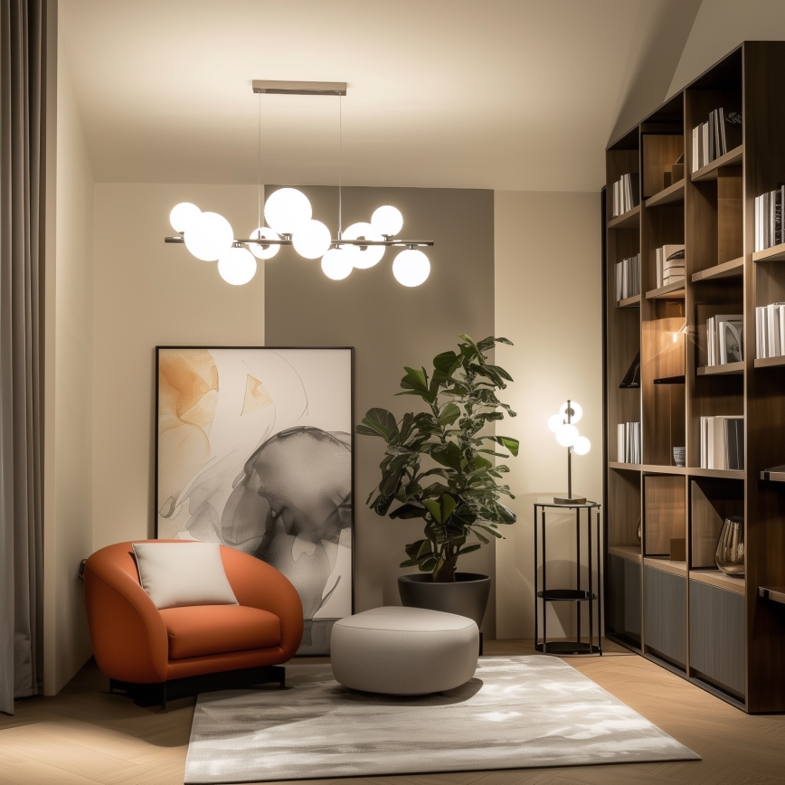 Brilagi - LED piekaramā lustra uz kabeļa MILLA 10xG9/3W/230V melns hroms/balts