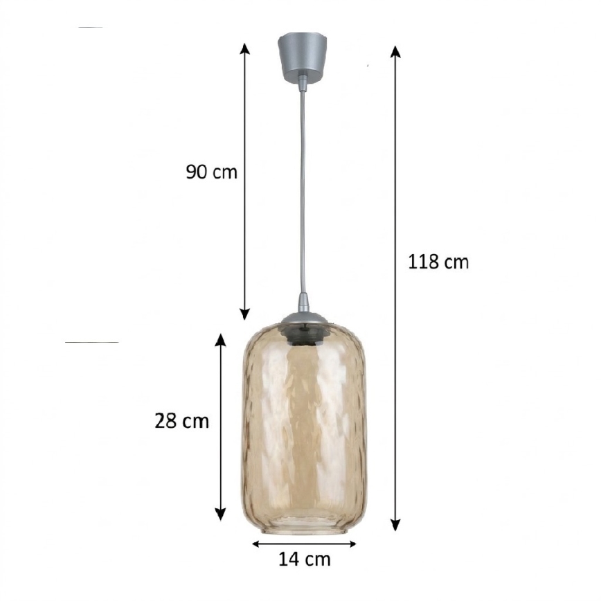 BRILAGI - LED pakaramais gaismeklis uz troses RETRO GLASS 1xE27/60W/230V Ø 14 cm sudraba/dūmakaini brūns