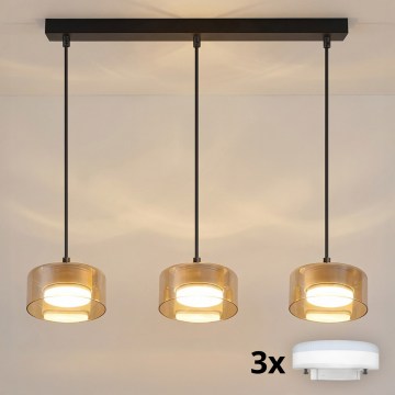 Brilagi - LED Piekaramā lustra uz troses AURA LUX 3xGX53/30W/230V melna/zelta