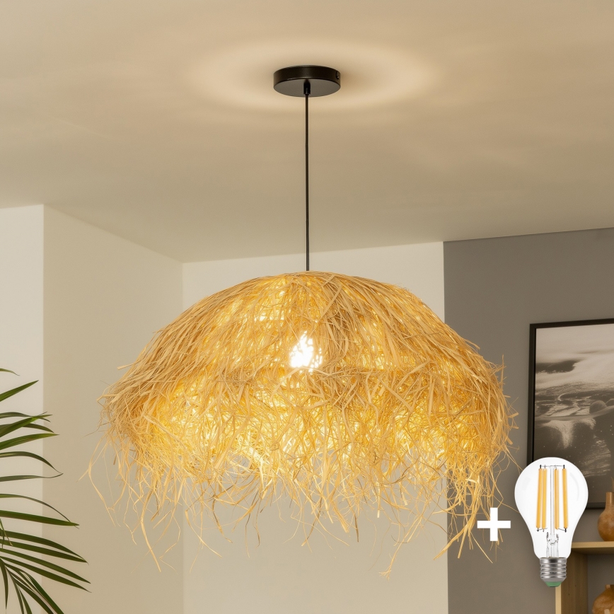 Brilagi - LED piekaramā lustra uz troses CERIA BOHO 1xE27/40W/230V Ø 60 cm rafija