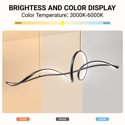 BRILAGI - Regulējama LED lustra uz kabeļa SIGNATURE LED/55W/230V 3000-6000K 120x23 cm melna + ar tālvadības pulti