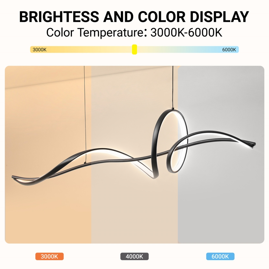 BRILAGI - Regulējama LED lustra uz kabeļa SIGNATURE LED/55W/230V 3000-6000K 120x23 cm melna + ar tālvadības pulti