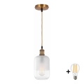 BRILAGI - LED piekaramais gaismeklis uz vada RETRO GLASS 1xE27/60W/230V Ø 14 cm zelta/balta