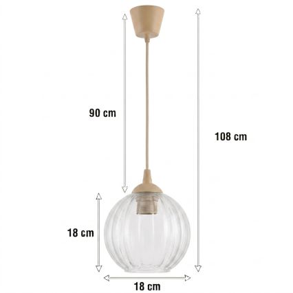 BRILAGI - LED piekarināmā lampa ar vadu RETRO GLASS 1xE27/60W/230V, diam. 18 cm, bēša/caurspīdīga