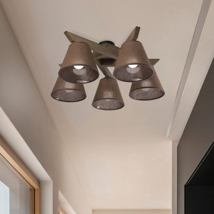 Brilagi - LED Virsmas lustra ANTHONY 5xE14/40W/230V ozola valriekstu/brūna