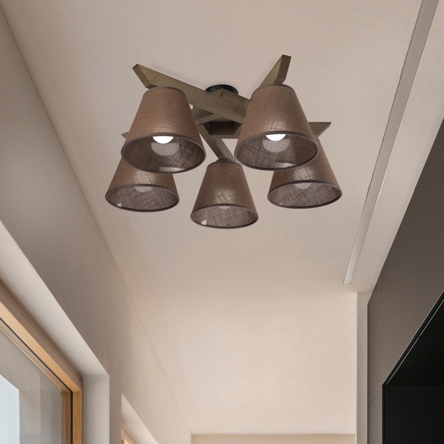 Brilagi - LED Virsmas lustra ANTHONY 5xE14/40W/230V ozola valriekstu/brūna