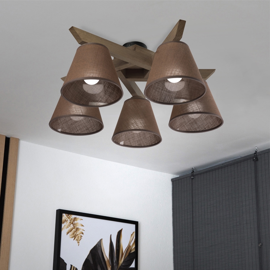 Brilagi - LED Virsmas lustra ANTHONY 5xE14/40W/230V ozola valriekstu/brūna