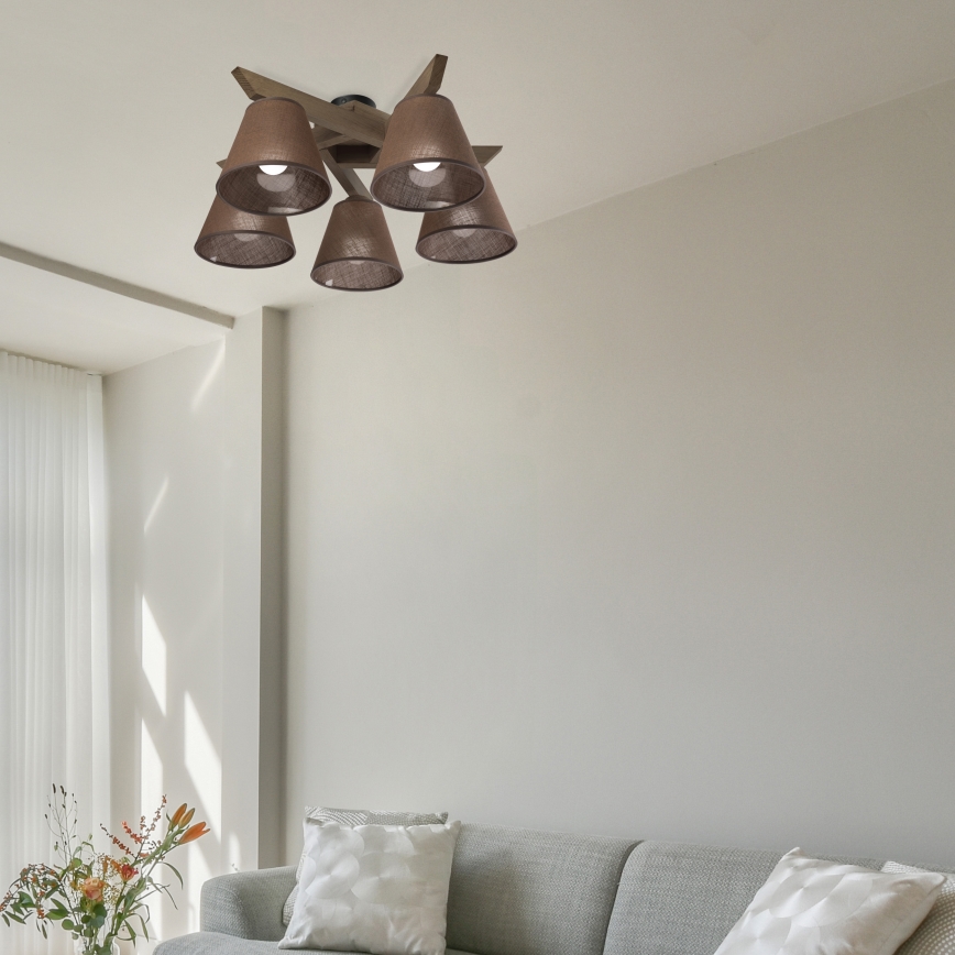 Brilagi - LED Virsmas lustra ANTHONY 5xE14/40W/230V ozola valriekstu/brūna