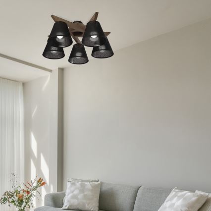 Brilagi - LED Virsmas lustra ANTHONY 5xE14/40W/230V ozola valrieksts/melna