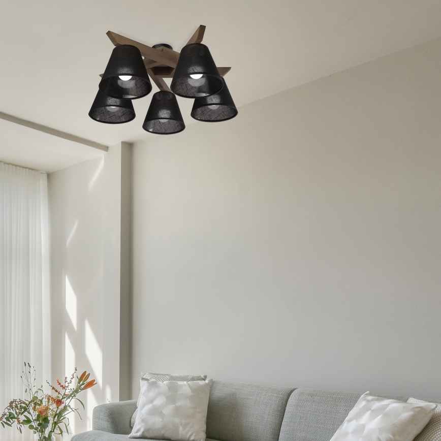 Brilagi - LED Virsmas lustra ANTHONY 5xE14/40W/230V ozola valrieksts/melna