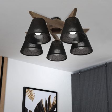 Brilagi - LED Virsmas lustra ANTHONY 5xE14/40W/230V ozola valrieksts/melna