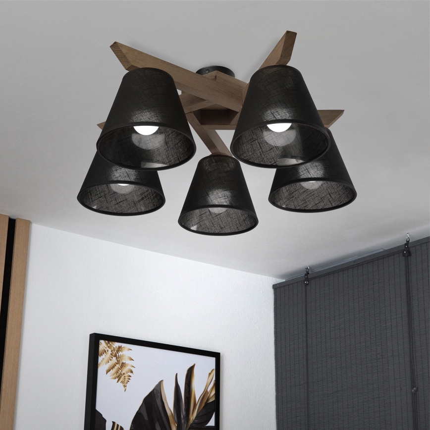 Brilagi - LED Virsmas lustra ANTHONY 5xE14/40W/230V ozola valrieksts/melna
