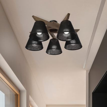 Brilagi - LED Virsmas lustra ANTHONY 5xE14/40W/230V ozola valrieksts/melna