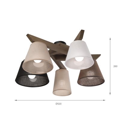 Brilagi - LED Virsmas lustra ANTHONY 5xE14/40W/230V ozola valrieksts