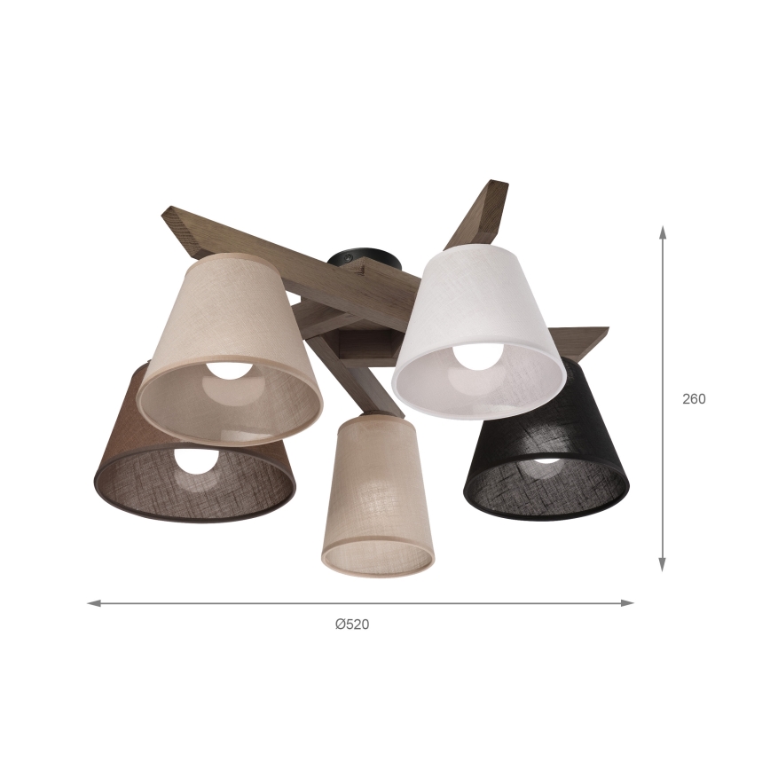 Brilagi - LED Virsmas lustra ANTHONY 5xE14/40W/230V ozola valrieksts