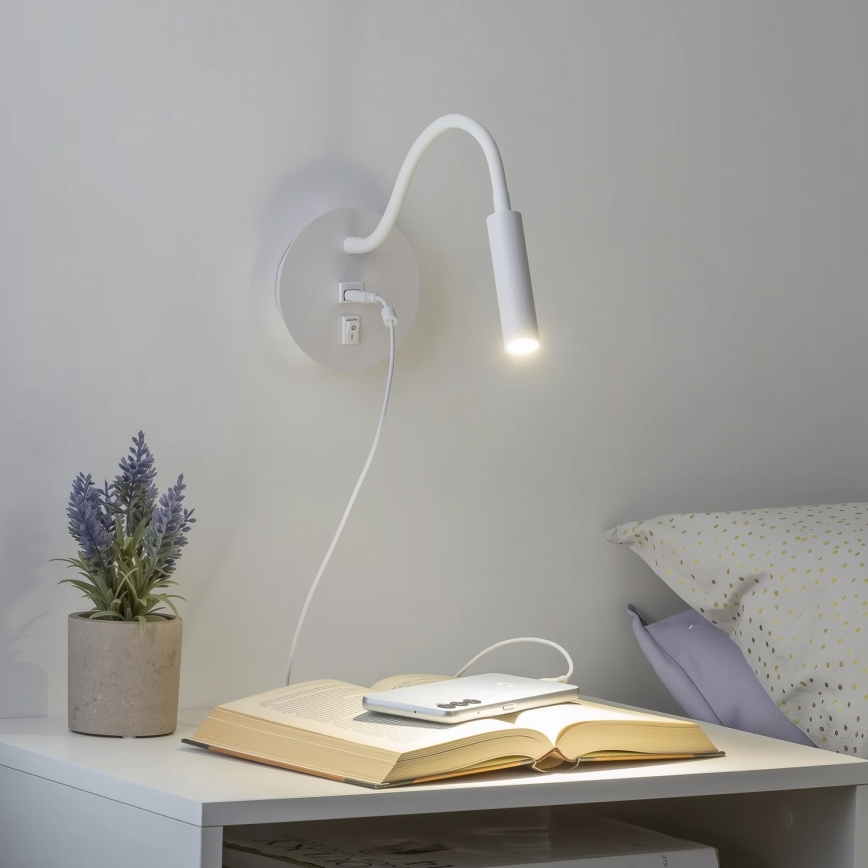 Brilagi - LED Pielāgojama sienas lampa ar USB portu MAYA LED/3W/230V 4000K balta
