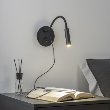 Brilagi - LED Pielāgojama sienas lampa ar USB portu MAYA LED/3W/230V 4000K melna