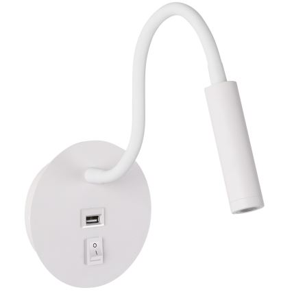 Brilagi - LED Pielāgojama sienas lampa ar USB portu MAYA LED/3W/230V 4000K balta