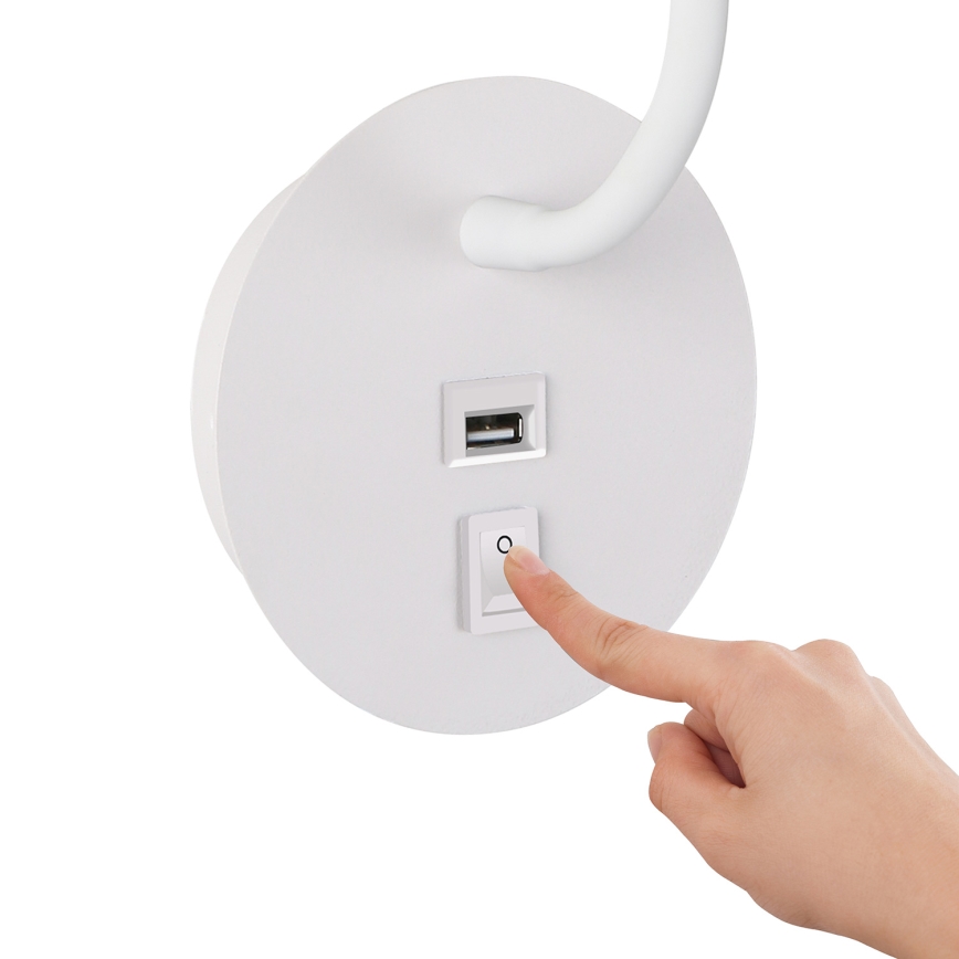 Brilagi - LED Pielāgojama sienas lampa ar USB portu MAYA LED/3W/230V 4000K balta