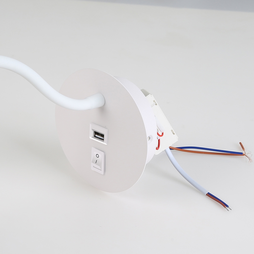 Brilagi - LED Pielāgojama sienas lampa ar USB portu MAYA LED/3W/230V 4000K balta