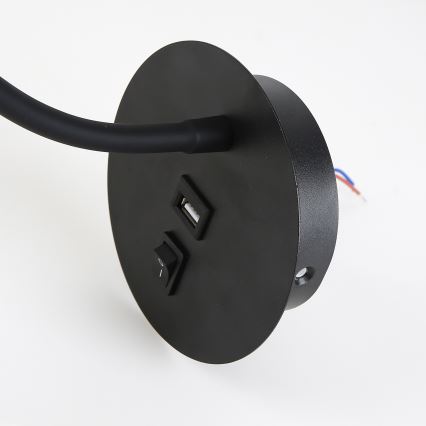 Brilagi - LED Pielāgojama sienas lampa ar USB portu MAYA LED/3W/230V 4000K melna