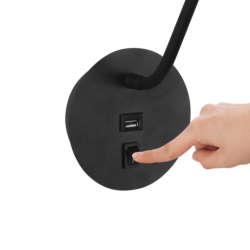 Brilagi - LED Pielāgojama sienas lampa ar USB portu MAYA LED/3W/230V 4000K melna