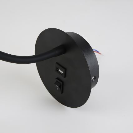Brilagi - LED Pielāgojama sienas lampa ar USB portu MAYA LED/3W/230V 4000K melna/zelta