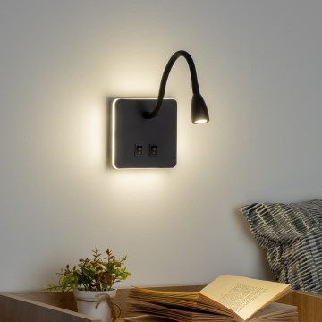 Brilagi - LED Pielāgojama sienas lampa MAYA Double LED/4W/230V + LED/3W melna