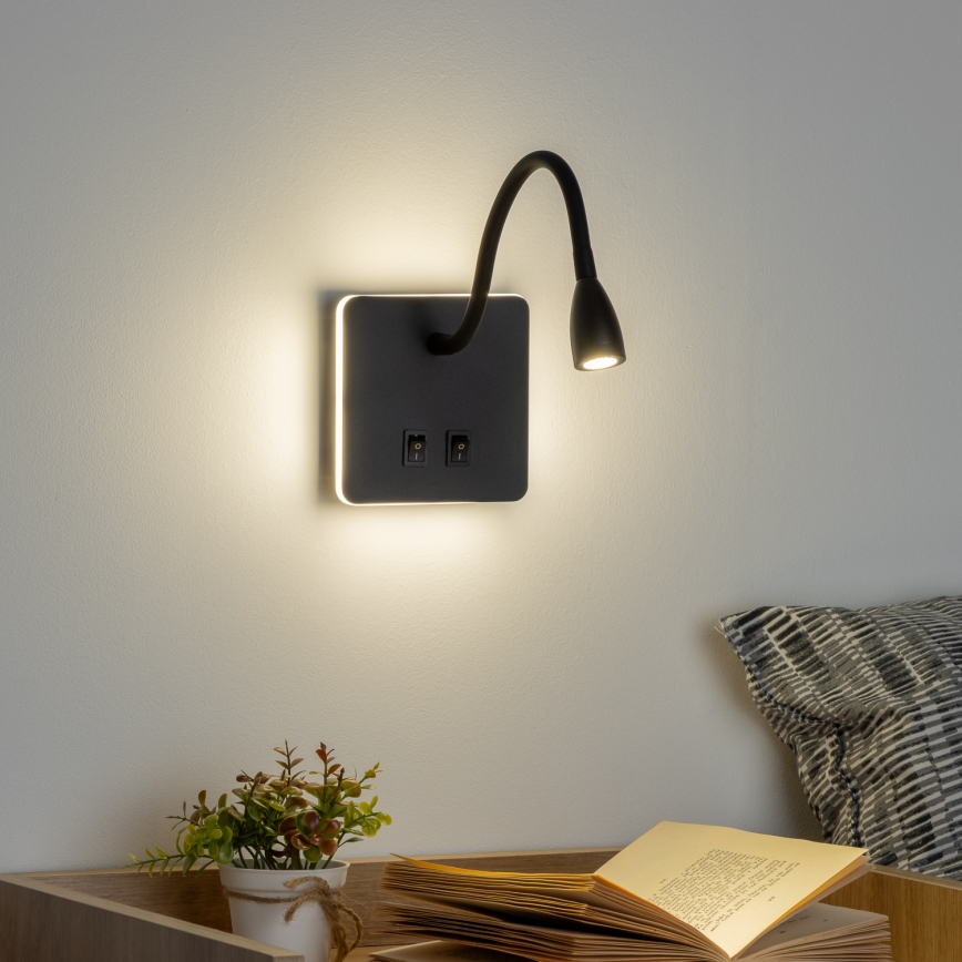 Brilagi - LED Pielāgojama sienas lampa MAYA Double LED/4W/230V + LED/3W melna
