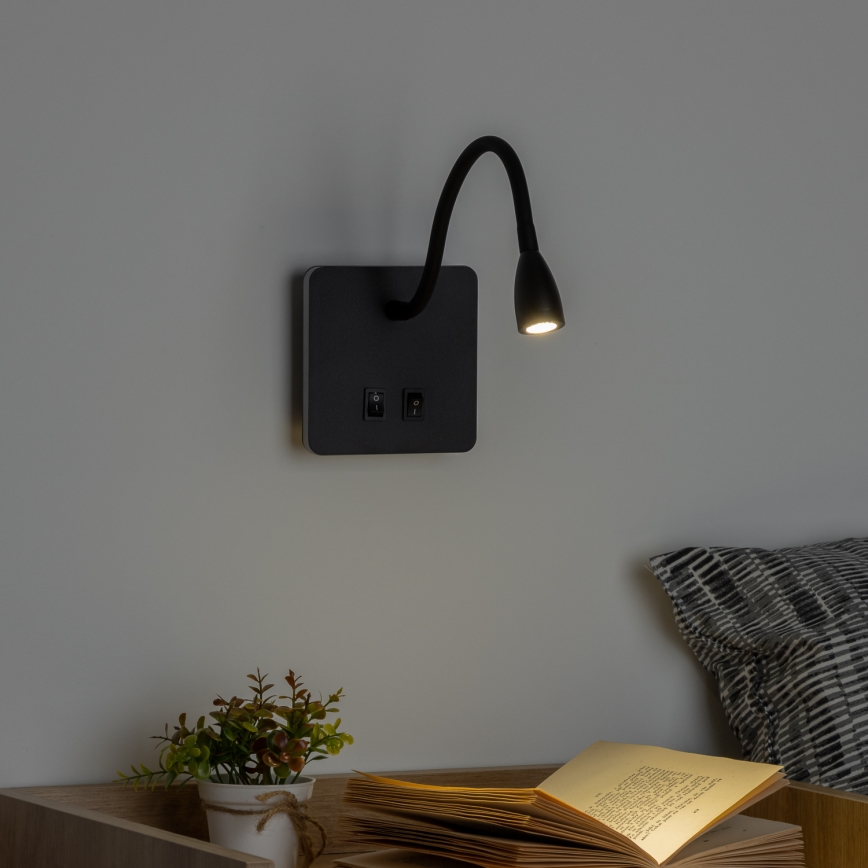 Brilagi - LED Pielāgojama sienas lampa MAYA Double LED/4W/230V + LED/3W melna