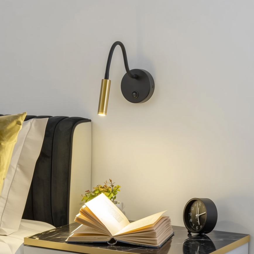 Brilagi - LED Pielāgojama sienas lampa MAYA LED/3W/230V 4000K melna/zelta