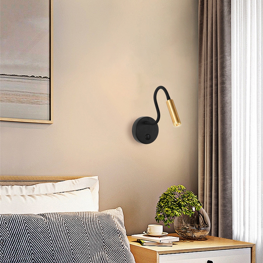 Brilagi - LED Pielāgojama sienas lampa MAYA LED/3W/230V 4000K melna/zelta