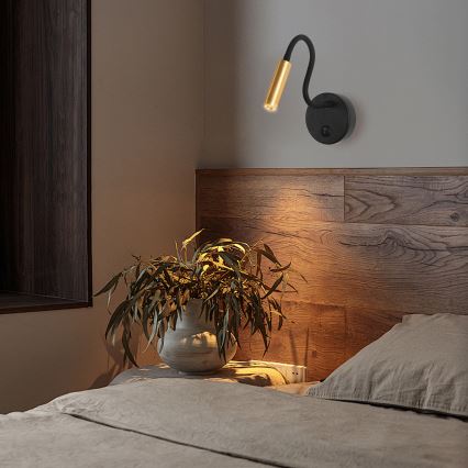 Brilagi - LED Pielāgojama sienas lampa MAYA LED/3W/230V 4000K melna/zelta